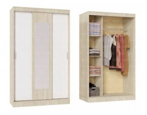 БАРИ Шкаф-купе с зеркалом (1300) Дуб Сонома/Белый в Ишиме - ishim.ok-mebel.com | фото