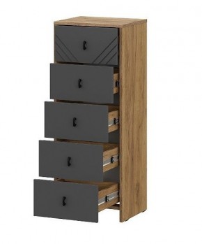 БАЙКАЛ Комод (5 ящиков) Графит/Дуб золотой в Ишиме - ishim.ok-mebel.com | фото 2