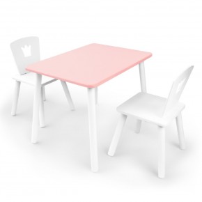 Детский комплект стол и два стула «Корона» Rolti Baby (розовый/белый, массив березы/мдф) в Ишиме - ishim.ok-mebel.com | фото