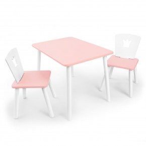 Детский комплект стол и два стула «Корона» Rolti Baby (розовый/розовый, массив березы/мдф) в Ишиме - ishim.ok-mebel.com | фото