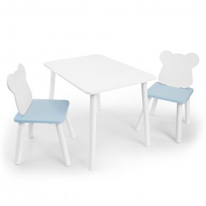 Детский комплект стол и два стула «Мишка» Rolti Baby (белый/голубой, массив березы/мдф) в Ишиме - ishim.ok-mebel.com | фото