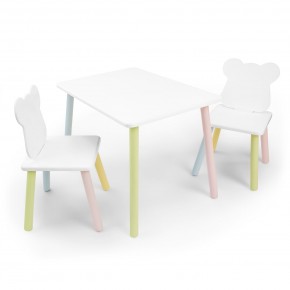 Детский комплект стол и два стула «Мишка» Rolti Baby (белый/цветной, массив березы/мдф) в Ишиме - ishim.ok-mebel.com | фото