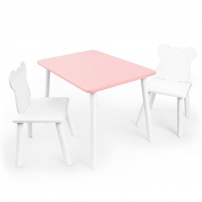 Детский комплект стол и два стула «Мишка» Rolti Baby (розовый/белый, массив березы/мдф) в Ишиме - ishim.ok-mebel.com | фото