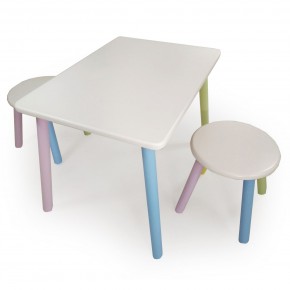Детский комплект стол и два табурета круглых  (Белый, Белый, Цветной) в Ишиме - ishim.ok-mebel.com | фото 2