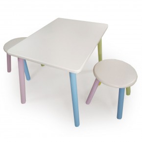 Детский комплект стол и два табурета круглых с накладкой Алфавит (Белый, Белый, Цветной) в Ишиме - ishim.ok-mebel.com | фото 3