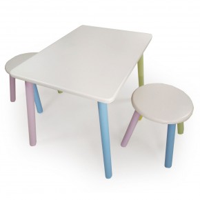 Детский комплект стол и два табурета круглых с накладкой Космос  (Белый, Белый, Цветной) в Ишиме - ishim.ok-mebel.com | фото 3
