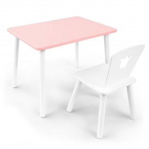 Детский комплект стол и стул «Корона» Rolti Baby (розовый/белый, массив березы/мдф) в Ишиме - ishim.ok-mebel.com | фото