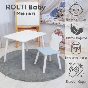 Детский комплект стол и стул «Мишка» Rolti Baby  (голубая столешница/голубое сиденье/белые ножки) в Ишиме - ishim.ok-mebel.com | фото 1