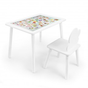 Детский комплект стол и стул Облачко Rolti Baby с накладкой Алфавит (белая столешница/белое сиденье/белые ножки) в Ишиме - ishim.ok-mebel.com | фото