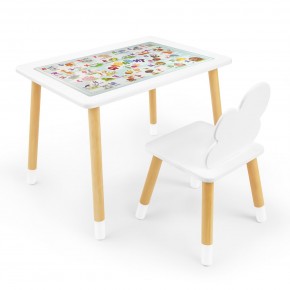 Детский комплект стол и стул Облачко Rolti Baby с накладкой Алфавит (белая столешница/белое сиденье/береза ножки) в Ишиме - ishim.ok-mebel.com | фото 1