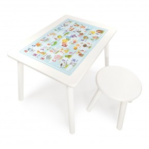 Детский комплект стол и табурет круглый Rolti Baby с накладкой Алфавит (белая столешница/белое сиденье/белые ножки) в Ишиме - ishim.ok-mebel.com | фото 1