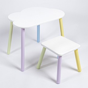 Детский комплект стол ОБЛАЧКО  и табурет Rolti Baby (белая столешница/белое сиденье/цветные ножки) в Ишиме - ishim.ok-mebel.com | фото 1