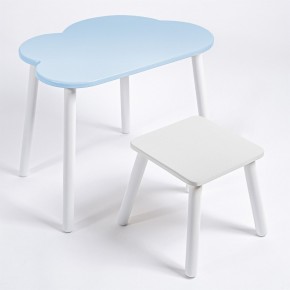 Детский комплект стол ОБЛАЧКО  и табурет Rolti Baby (голубая столешница/белое сиденье/белые ножки) в Ишиме - ishim.ok-mebel.com | фото