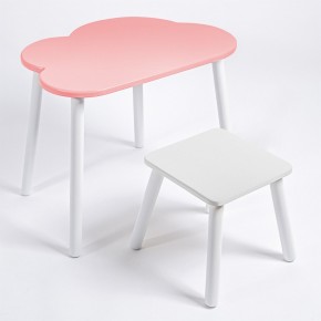 Детский комплект стол ОБЛАЧКО  и табурет Rolti Baby (розовая столешница/белое сиденье/белые ножки) в Ишиме - ishim.ok-mebel.com | фото