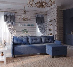 Диван-кровать угловой Киркас синий, ткань рогожка в Ишиме - ishim.ok-mebel.com | фото 2