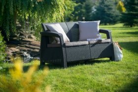 Диван пластиковый Корфу (Corfu love seat) графит в Ишиме - ishim.ok-mebel.com | фото 2