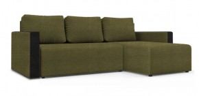 Диван угловой Алиса 3 Shaggy GREEN - TEOS BLACK в Ишиме - ishim.ok-mebel.com | фото