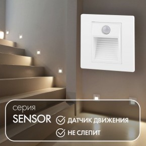 DK1020-WH Светильник встраиваемый в стену c датчиком движения, IP 20, LED 3000, 1 Вт, белый, пластик в Ишиме - ishim.ok-mebel.com | фото 2