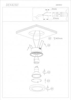 DK3012-WH Встраиваемый светильник влагозащ., IP 44, 50 Вт, GU10, белый, алюминий в Ишиме - ishim.ok-mebel.com | фото 2
