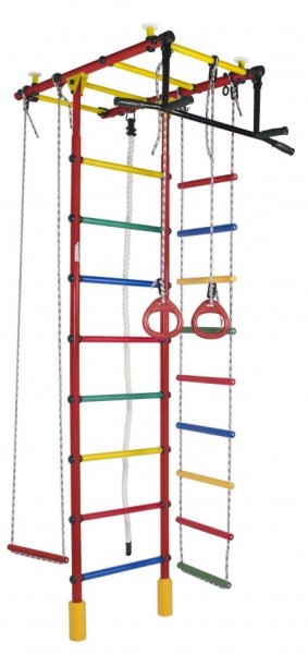 ДСК Атлант цв.красный радуга: турник, кольца, канат, трапеция, веревочная лестница в Ишиме - ishim.ok-mebel.com | фото