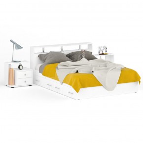 Камелия Кровать с ящиками 1600 + две тумбы, цвет белый, ШхГхВ 276х217х78,2 см., сп.м. 1600х2000 мм., без матраса, основание есть в Ишиме - ishim.ok-mebel.com | фото 2