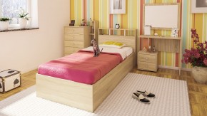 Камелия спальня № 7 Кровать 900 + Стол косметический + Зеркало + Комод, цвет дуб сонома, сп.м. 900х2000 мм., б/м, основание есть в Ишиме - ishim.ok-mebel.com | фото 5