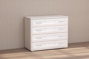 Кэт-4 Комод 4 ящ (МДФ Бодега белая/Экокожа Caiman белый) в Ишиме - ishim.ok-mebel.com | фото
