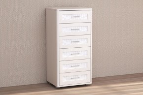 Кэт-4 Комод 6 ящ (МДФ Бодега белая/Экокожа Caiman белый) в Ишиме - ishim.ok-mebel.com | фото