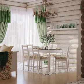 Комлект Вествик обеденный стол и четыре стула, массив сосны, цвет белый в Ишиме - ishim.ok-mebel.com | фото
