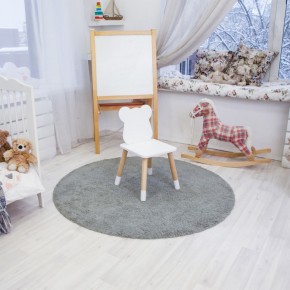 Комплект детский стол КРУГЛЫЙ и два стула МИШКА ROLTI Baby (белая столешница/белое сиденье/береза ножки) в Ишиме - ishim.ok-mebel.com | фото