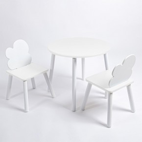 Комплект детский стол КРУГЛЫЙ и два стула ОБЛАЧКО ROLTI Baby (белая столешница/белое сиденье/белые ножки) в Ишиме - ishim.ok-mebel.com | фото 1