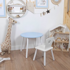 Комплект детский стол КРУГЛЫЙ и стул КОРОНА ROLTI Baby (голубая столешница/белое сиденье/белые ножки) в Ишиме - ishim.ok-mebel.com | фото 2