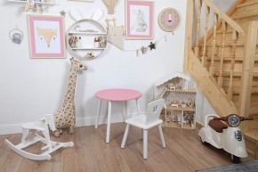 Комплект детский стол КРУГЛЫЙ и стул КОРОНА ROLTI Baby (розовая столешница/белое сиденье/белые ножки) в Ишиме - ishim.ok-mebel.com | фото 2