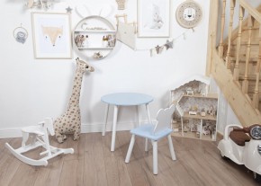 Комплект детский стол КРУГЛЫЙ и стул МИШКА ROLTI Baby (голубая столешница/голубое сиденье/белые ножки) в Ишиме - ishim.ok-mebel.com | фото 4