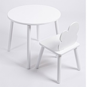 Комплект детский стол КРУГЛЫЙ и стул ОБЛАЧКО ROLTI Baby (белая столешница/белое сиденье/белые ножки) в Ишиме - ishim.ok-mebel.com | фото