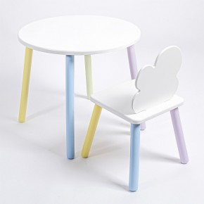 Комплект детский стол КРУГЛЫЙ и стул ОБЛАЧКО ROLTI Baby (белая столешница/белое сиденье/цветные ножки) в Ишиме - ishim.ok-mebel.com | фото