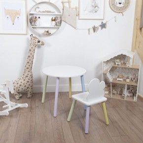Комплект детский стол КРУГЛЫЙ и стул ОБЛАЧКО ROLTI Baby (белая столешница/белое сиденье/цветные ножки) в Ишиме - ishim.ok-mebel.com | фото 2