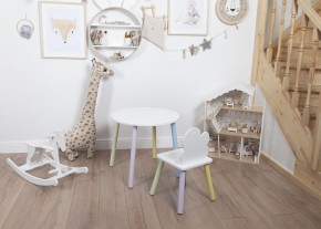 Комплект детский стол КРУГЛЫЙ и стул ОБЛАЧКО ROLTI Baby (белая столешница/белое сиденье/цветные ножки) в Ишиме - ishim.ok-mebel.com | фото 3