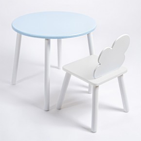 Комплект детский стол КРУГЛЫЙ и стул ОБЛАЧКО ROLTI Baby (голубая столешница/белое сиденье/белые ножки) в Ишиме - ishim.ok-mebel.com | фото 1