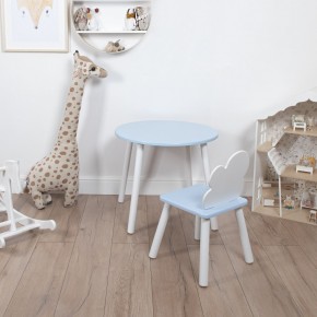 Комплект детский стол КРУГЛЫЙ и стул ОБЛАЧКО ROLTI Baby (голубая столешница/голубое сиденье/белые ножки) в Ишиме - ishim.ok-mebel.com | фото