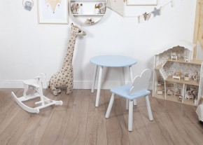 Комплект детский стол КРУГЛЫЙ и стул ОБЛАЧКО ROLTI Baby (голубая столешница/голубое сиденье/белые ножки) в Ишиме - ishim.ok-mebel.com | фото 3
