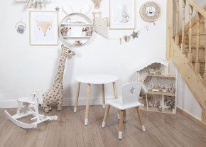 Комплект детский стол КРУГЛЫЙ и стул ЗВЕЗДА ROLTI Baby (белая столешница/белое сиденье/береза ножки) в Ишиме - ishim.ok-mebel.com | фото 5