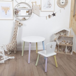Комплект детский стол КРУГЛЫЙ и стул ЗВЕЗДА ROLTI Baby (белая столешница/белое сиденье/цветные ножки) в Ишиме - ishim.ok-mebel.com | фото 3