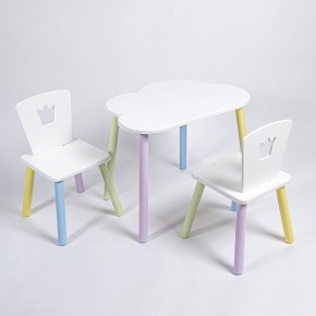 Комплект детский стол ОБЛАЧКО и два стула КОРОНА ROLTI Baby (белая столешница/белое сиденье/цветные ножки) в Ишиме - ishim.ok-mebel.com | фото