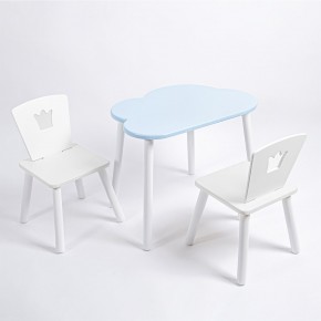 Комплект детский стол ОБЛАЧКО и два стула КОРОНА ROLTI Baby (голубая столешница/белое сиденье/белые ножки) в Ишиме - ishim.ok-mebel.com | фото 1