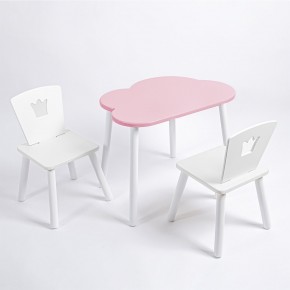 Комплект детский стол ОБЛАЧКО и два стула КОРОНА ROLTI Baby (розовая столешница/белое сиденье/белые ножки) в Ишиме - ishim.ok-mebel.com | фото