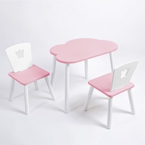 Комплект детский стол ОБЛАЧКО и два стула КОРОНА ROLTI Baby (розовая столешница/розовое сиденье/белые ножки) в Ишиме - ishim.ok-mebel.com | фото