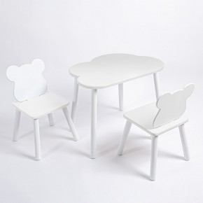 Комплект детский стол ОБЛАЧКО и два стула МИШКА ROLTI Baby (белая столешница/белое сиденье/белые ножки) в Ишиме - ishim.ok-mebel.com | фото