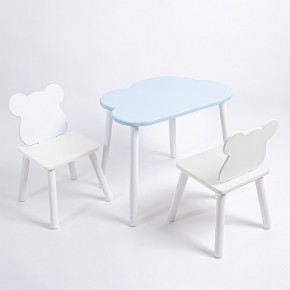 Комплект детский стол ОБЛАЧКО и два стула МИШКА ROLTI Baby (голубая столешница/белое сиденье/белые ножки) в Ишиме - ishim.ok-mebel.com | фото 2