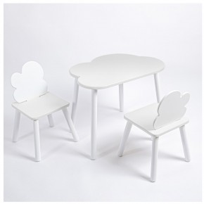 Комплект детский стол ОБЛАЧКО и два стула ОБЛАЧКО ROLTI Baby (белая столешница/белое сиденье/белые ножки) в Ишиме - ishim.ok-mebel.com | фото